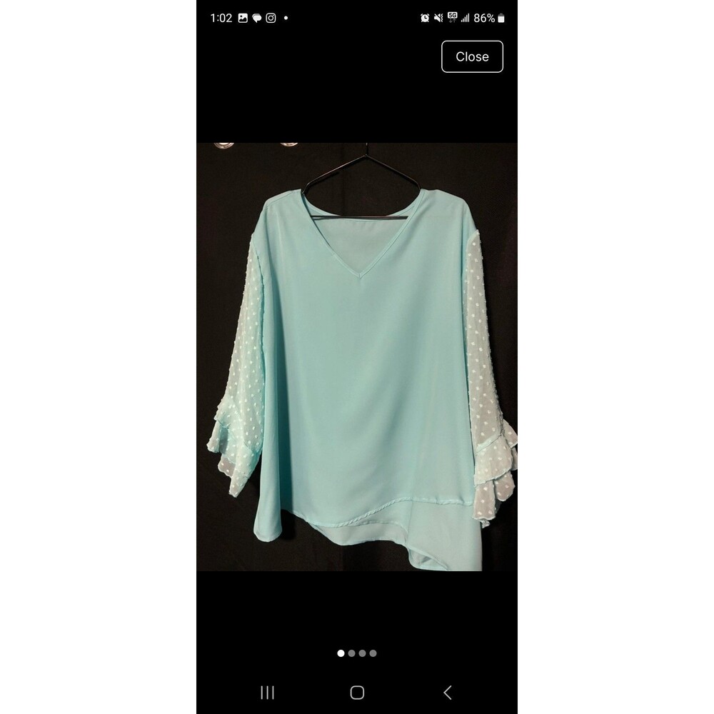 Women's light blue Ruffle Sleeve Blouse no label